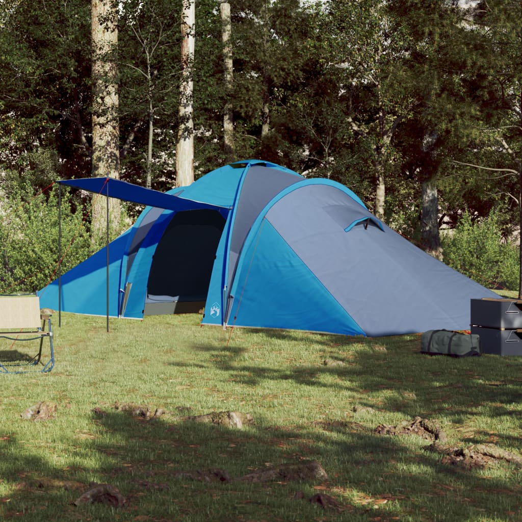 Tenda familiar em cúpula para 6 pessoas impermeável azul