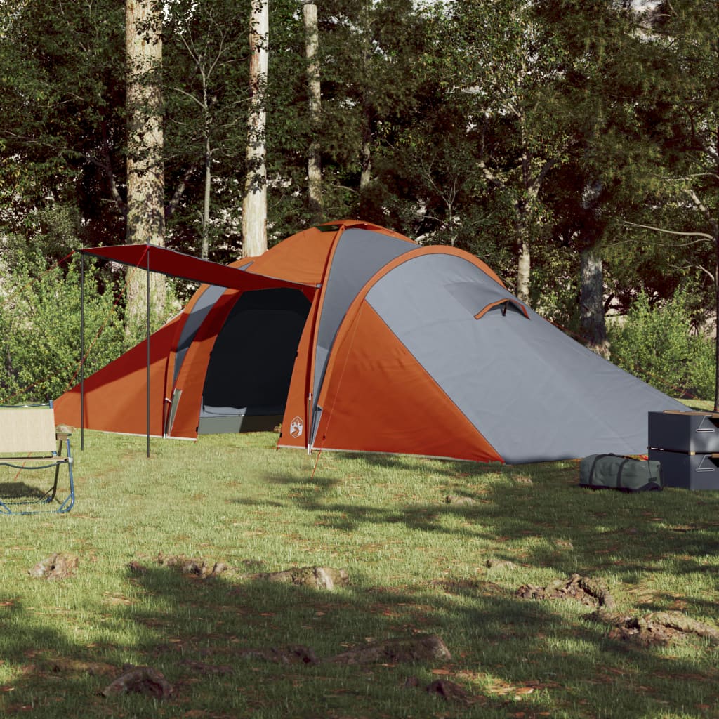 Tenda familiar cúpula para 6 pessoas impermeável cinza/laranja