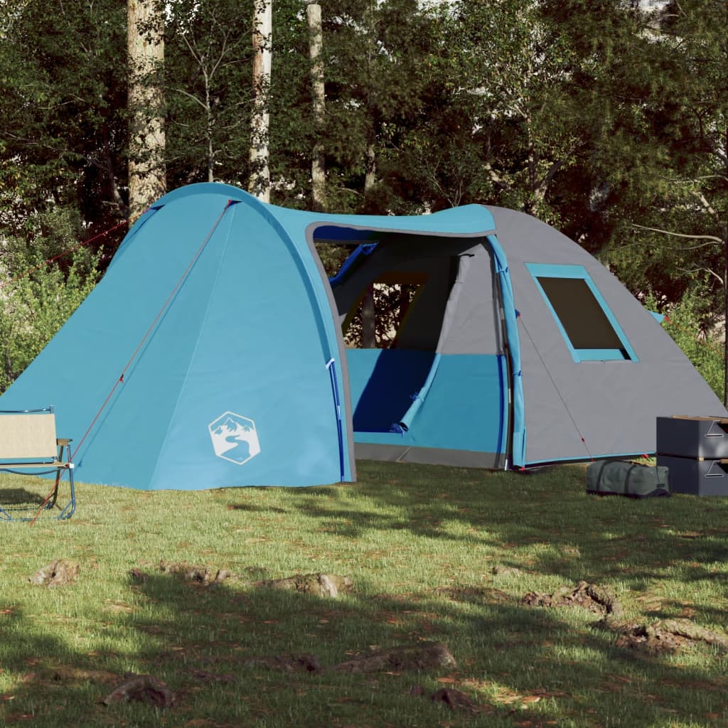 Tenda familiar em cúpula para 6 pessoas impermeável azul