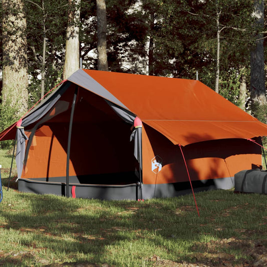 Tenda de campismo p/ 2 pessoas tecido impermeável cinza/laranja