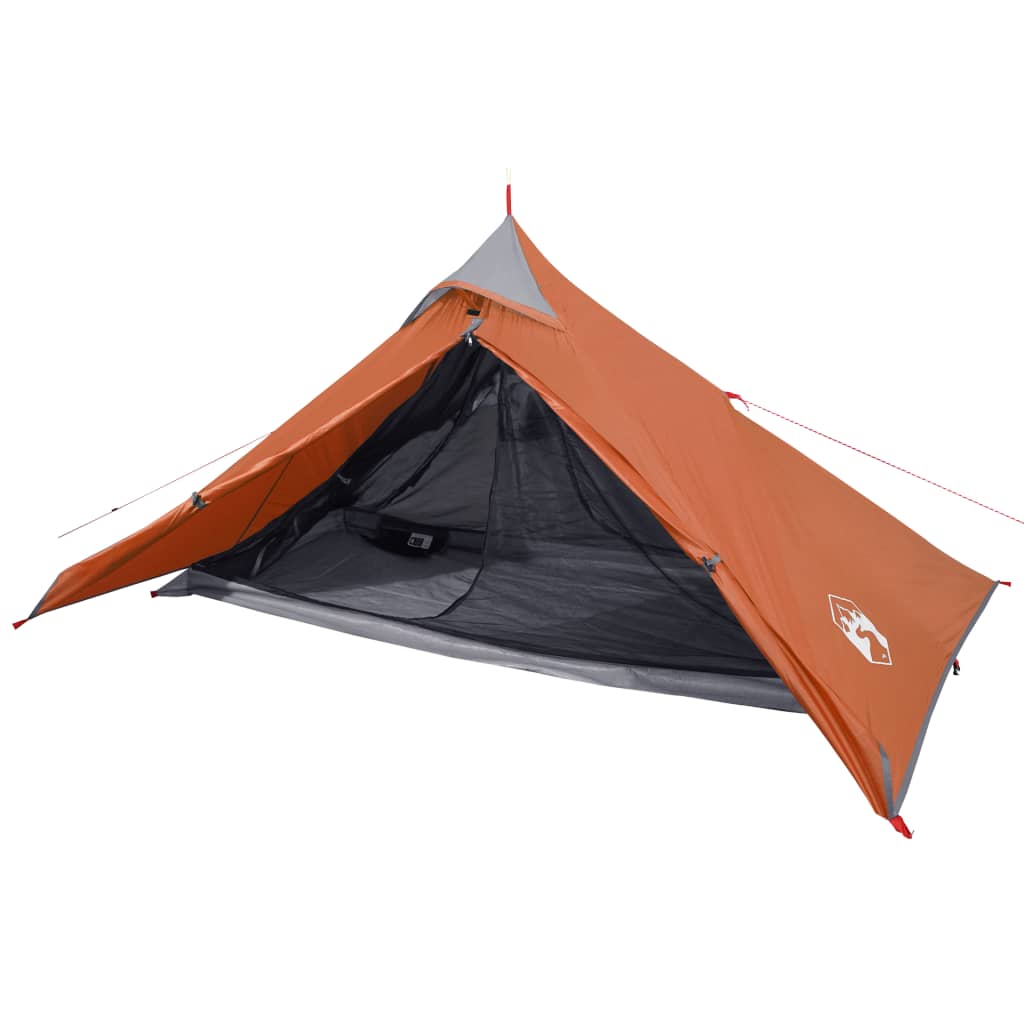 Tenda de campismo tipi p/ 1 pessoa impermeável cinza/laranja