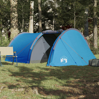 Tenda de campismo túnel para 4 pessoas impermeável azul