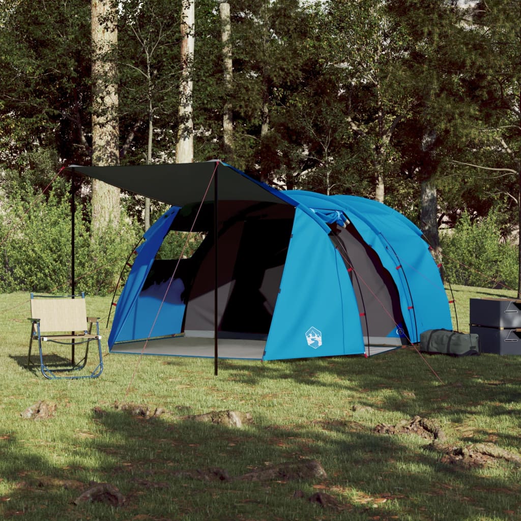 Tenda de campismo túnel para 4 pessoas impermeável azul