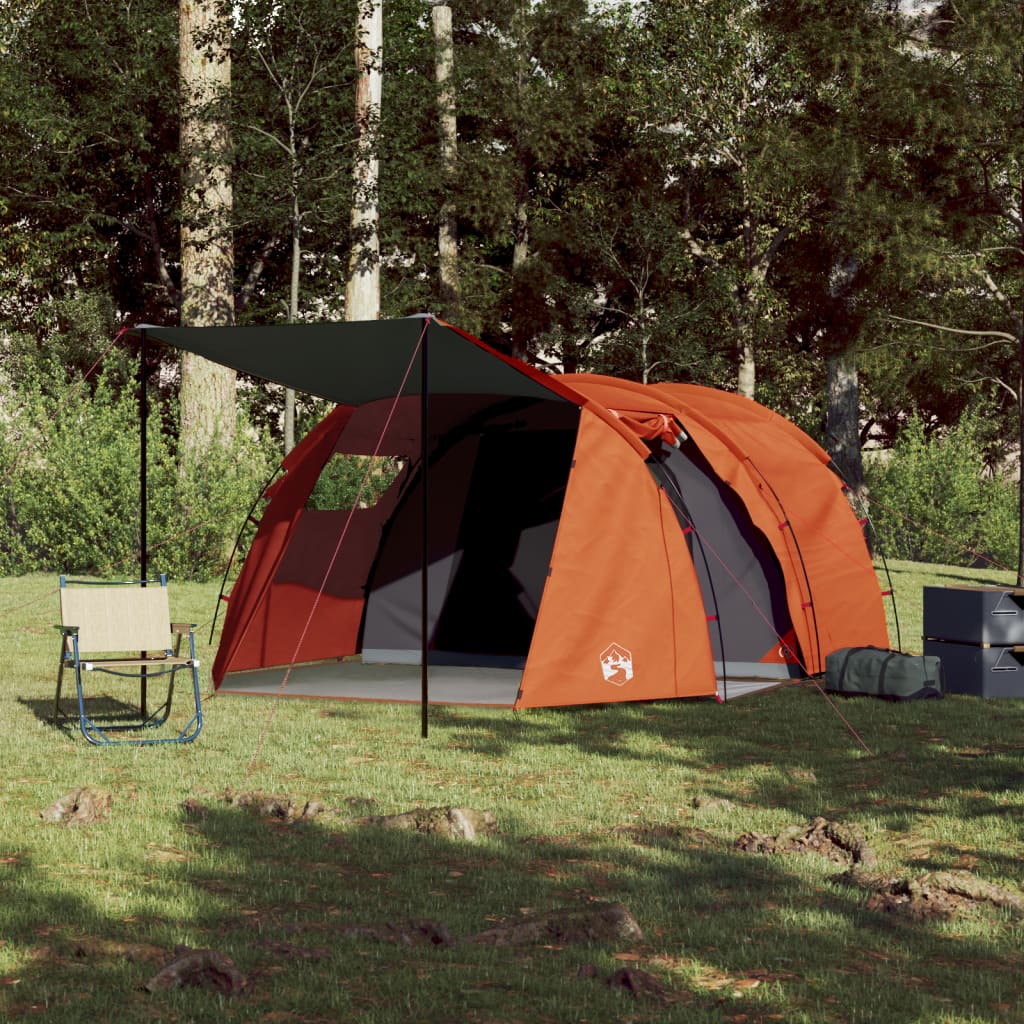 Tenda de campismo túnel p/ 4 pessoas impermeável cinza/laranja