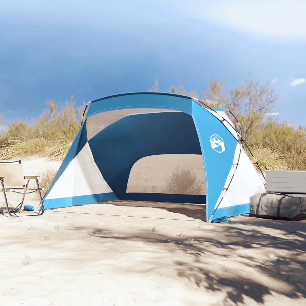 Tenda de praia 274x178x170/148 cm poliéster 185T azul-ciano