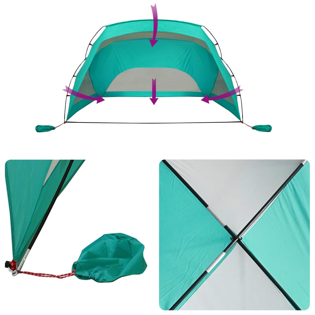 Tenda de praia 274x178x170/148 cm poliéster 185T verde-mar