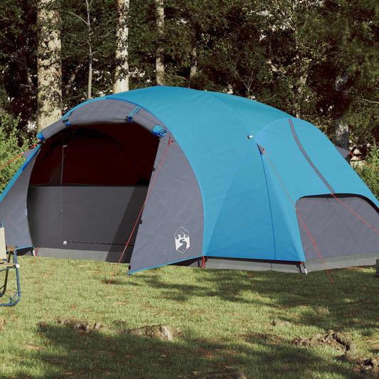 Tenda familiar ventilação cruzada 8 pessoas impermeável azul