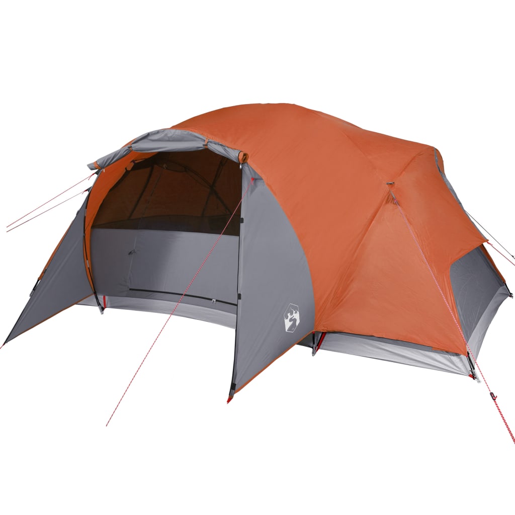 Tenda familiar ventilação cruzada 8 p impermeável cinza/laranja