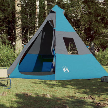 Tenda de campismo tipi para 7 pessoas impermeável azul