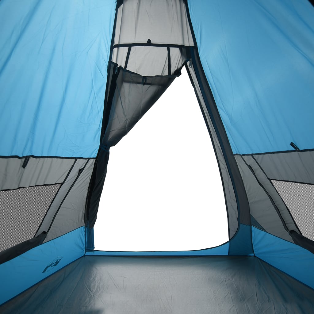 Tenda de campismo tipi para 7 pessoas impermeável azul