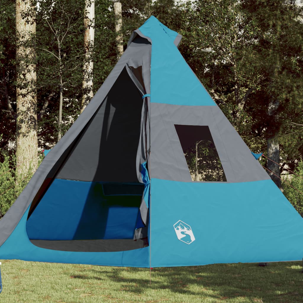 Tenda de campismo tipi para 7 pessoas impermeável azul