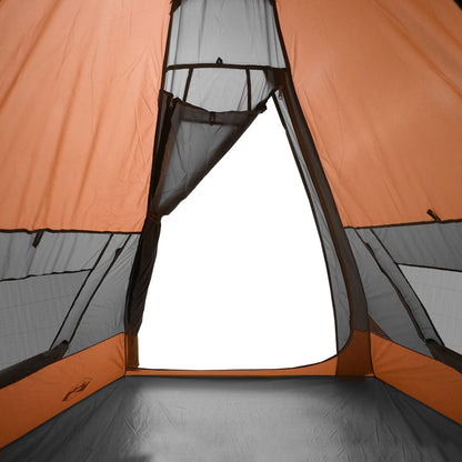 Tenda de campismo tipi p/ 7 pessoas impermeável cinza/laranja