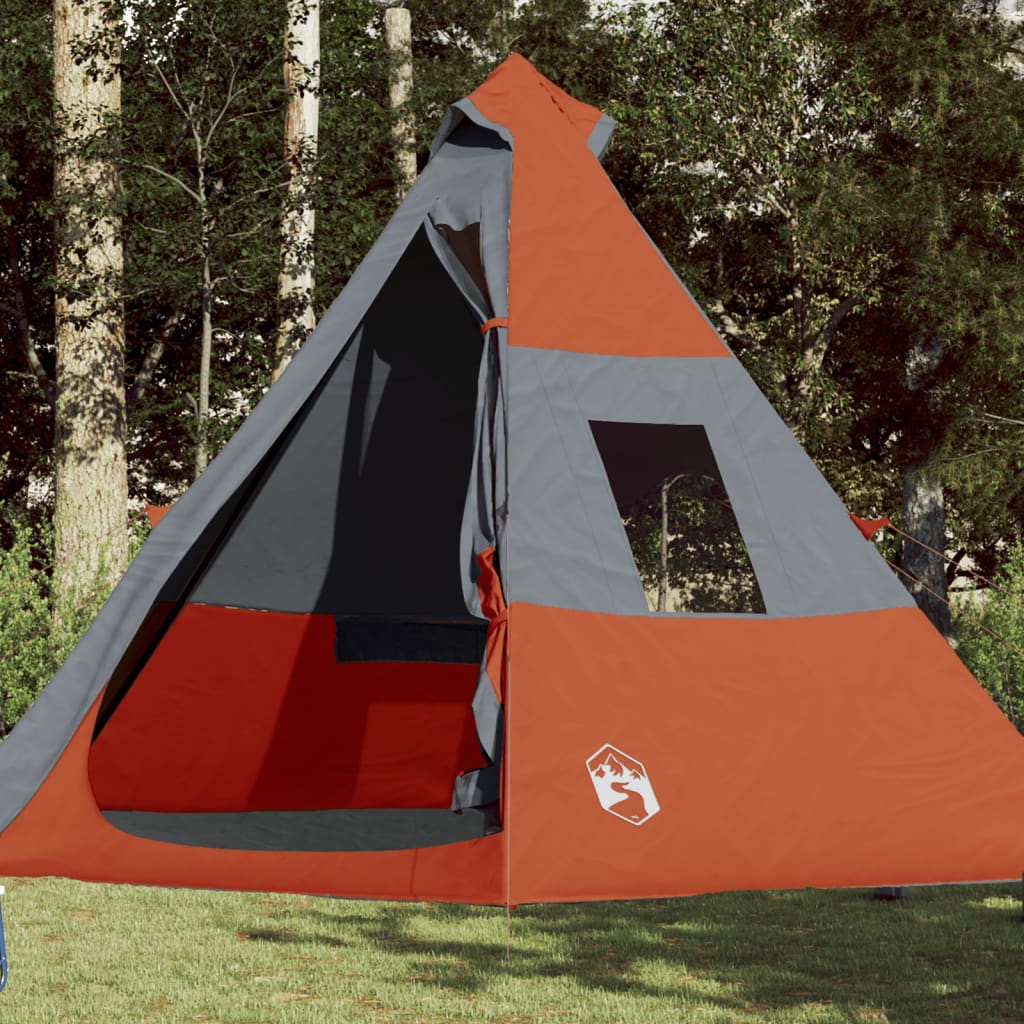 Tenda de campismo tipi p/ 7 pessoas impermeável cinza/laranja