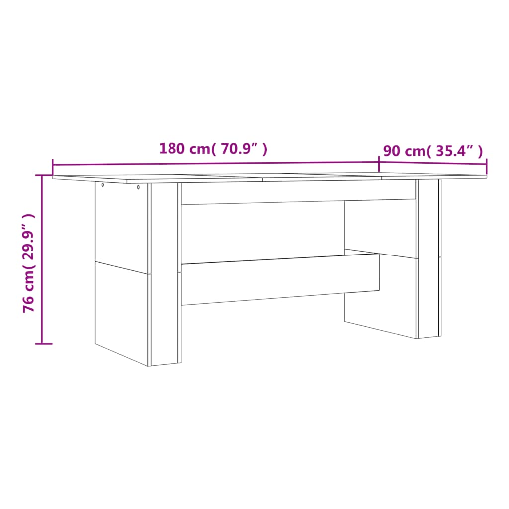 Mesa de Jantar Aqua - Madeira Rústica - 180x90x76 cm - Design Minimalista