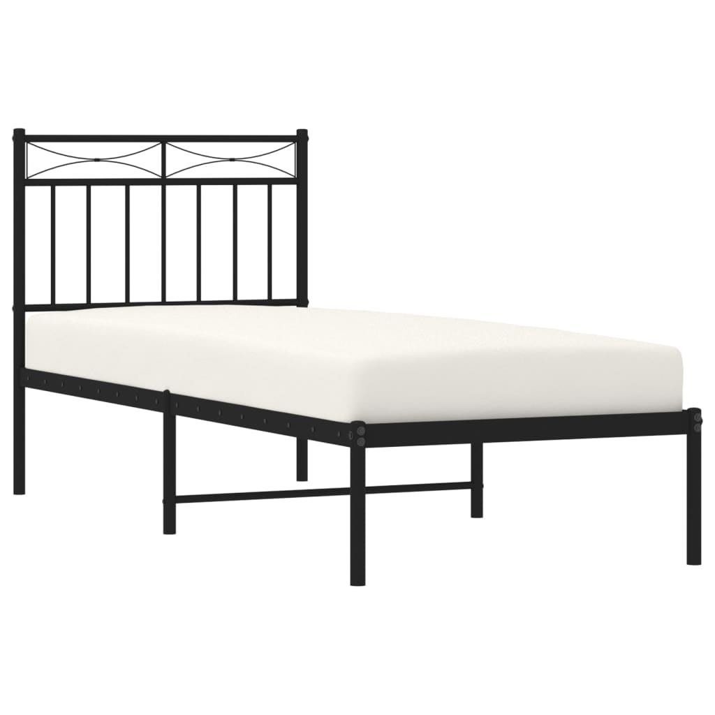 Estrutura de cama com cabeceira 75x190 cm metal preto