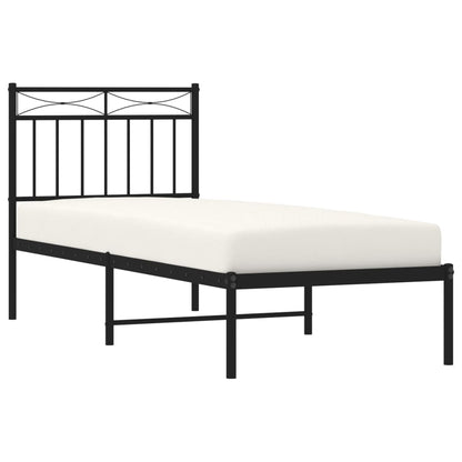 Estrutura de cama com cabeceira 75x190 cm metal preto