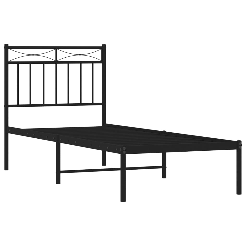 Estrutura de cama com cabeceira 75x190 cm metal preto