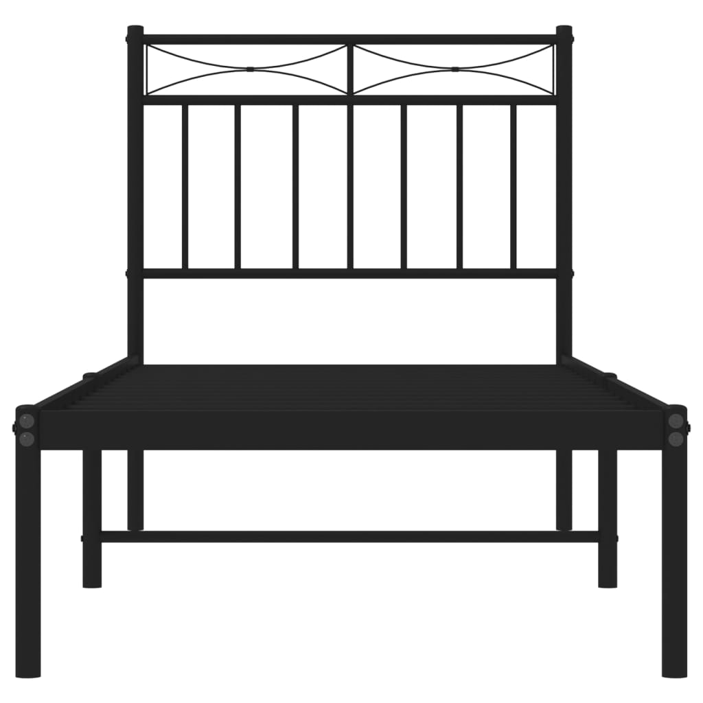 Estrutura de cama com cabeceira 75x190 cm metal preto