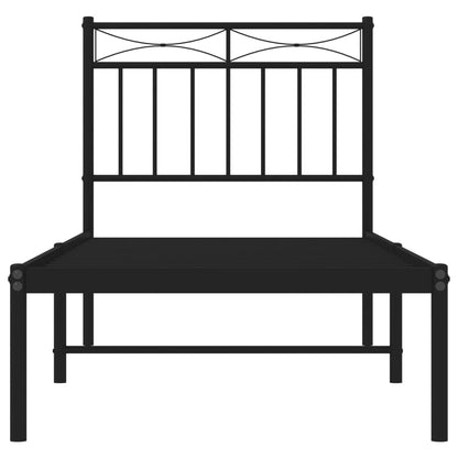 Estrutura de cama com cabeceira 75x190 cm metal preto