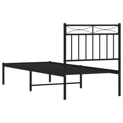 Estrutura de cama com cabeceira 75x190 cm metal preto