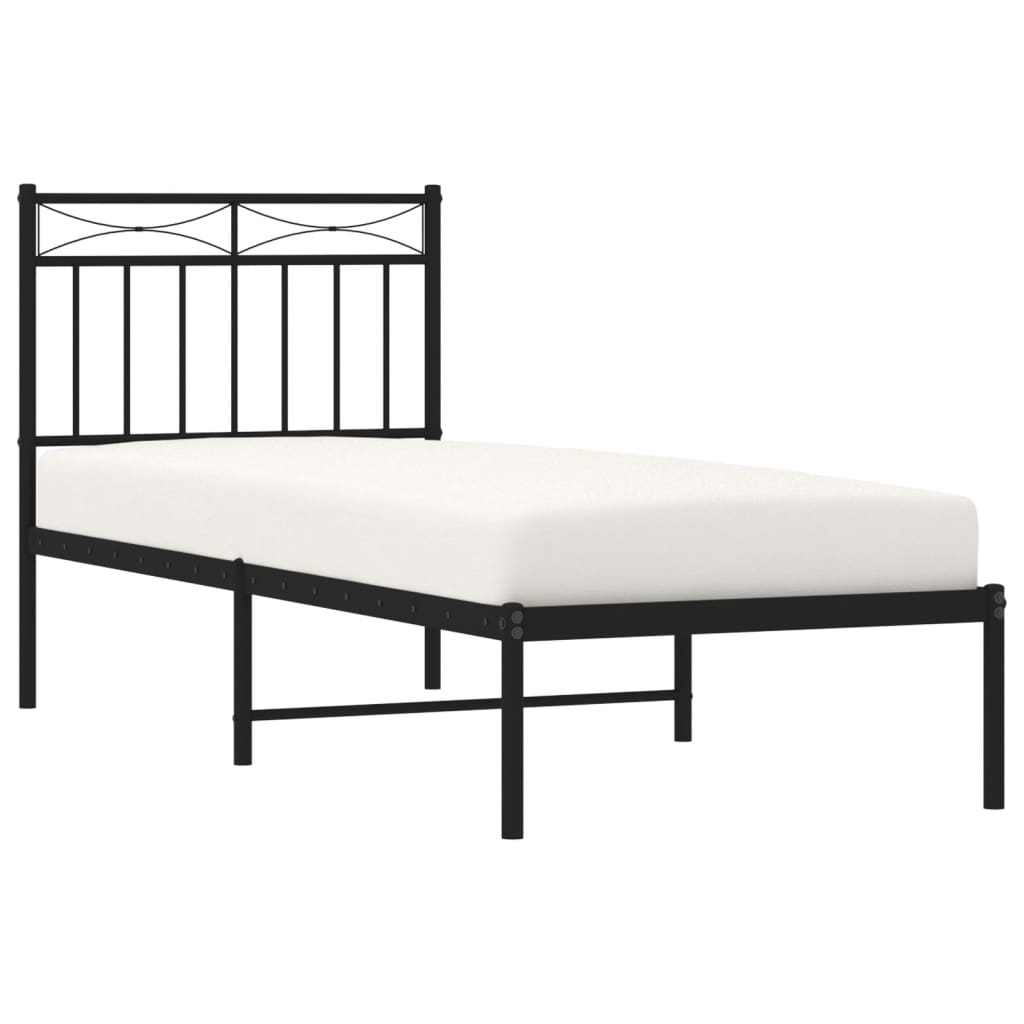 Estrutura de cama com cabeceira 80x200 cm metal preto