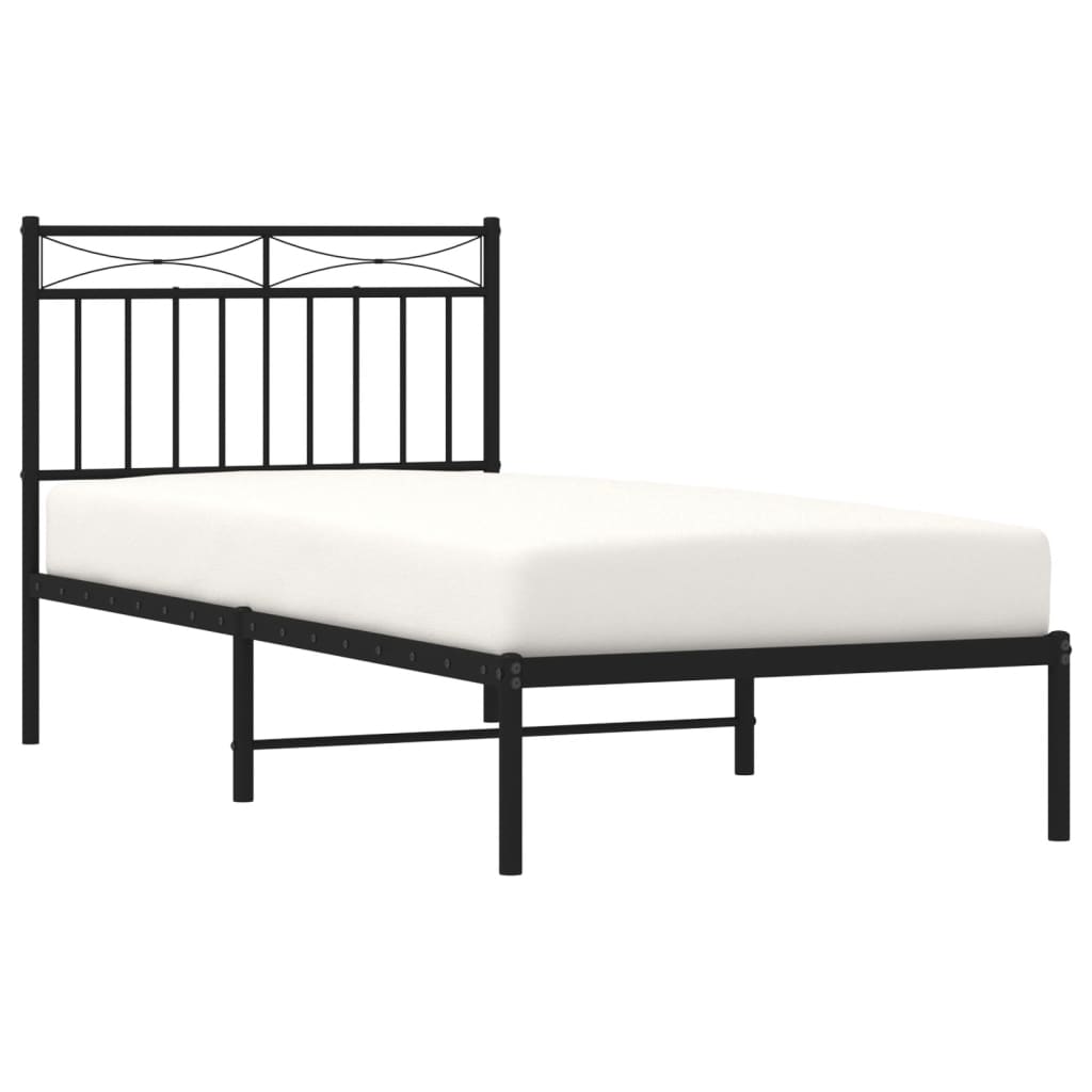 Estrutura de cama com cabeceira 90x190 cm metal preto