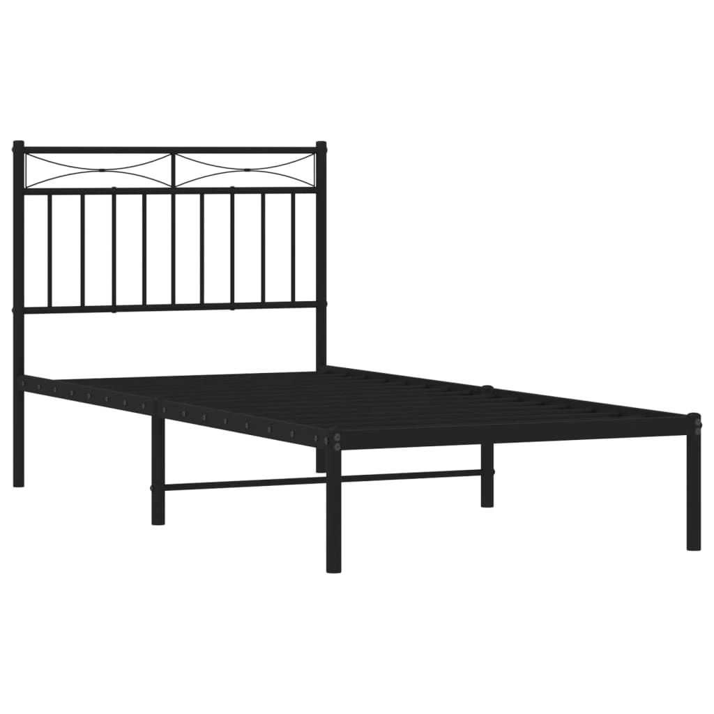 Estrutura de cama com cabeceira 90x190 cm metal preto