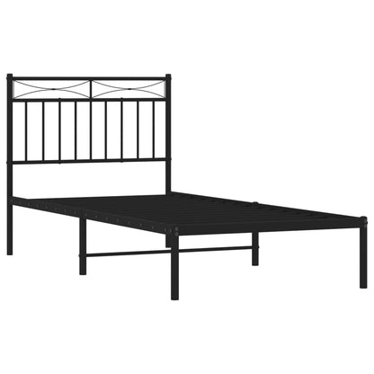 Estrutura de cama com cabeceira 90x190 cm metal preto