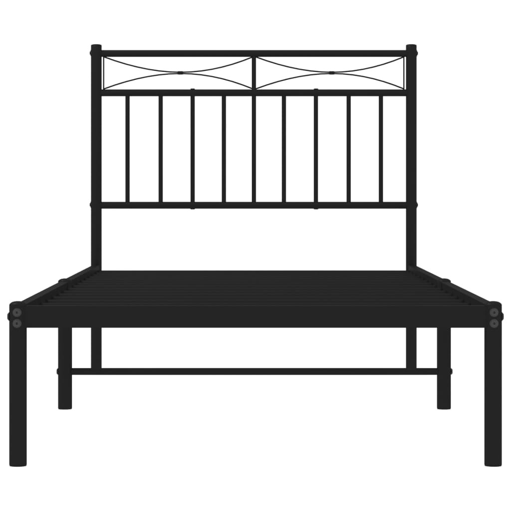 Estrutura de cama com cabeceira 90x190 cm metal preto