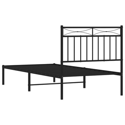 Estrutura de cama com cabeceira 90x190 cm metal preto