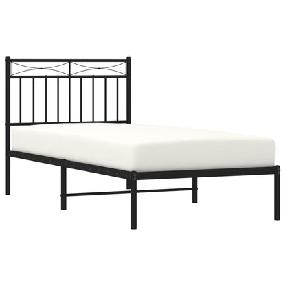 Estrutura de cama com cabeceira 90x200 cm metal preto