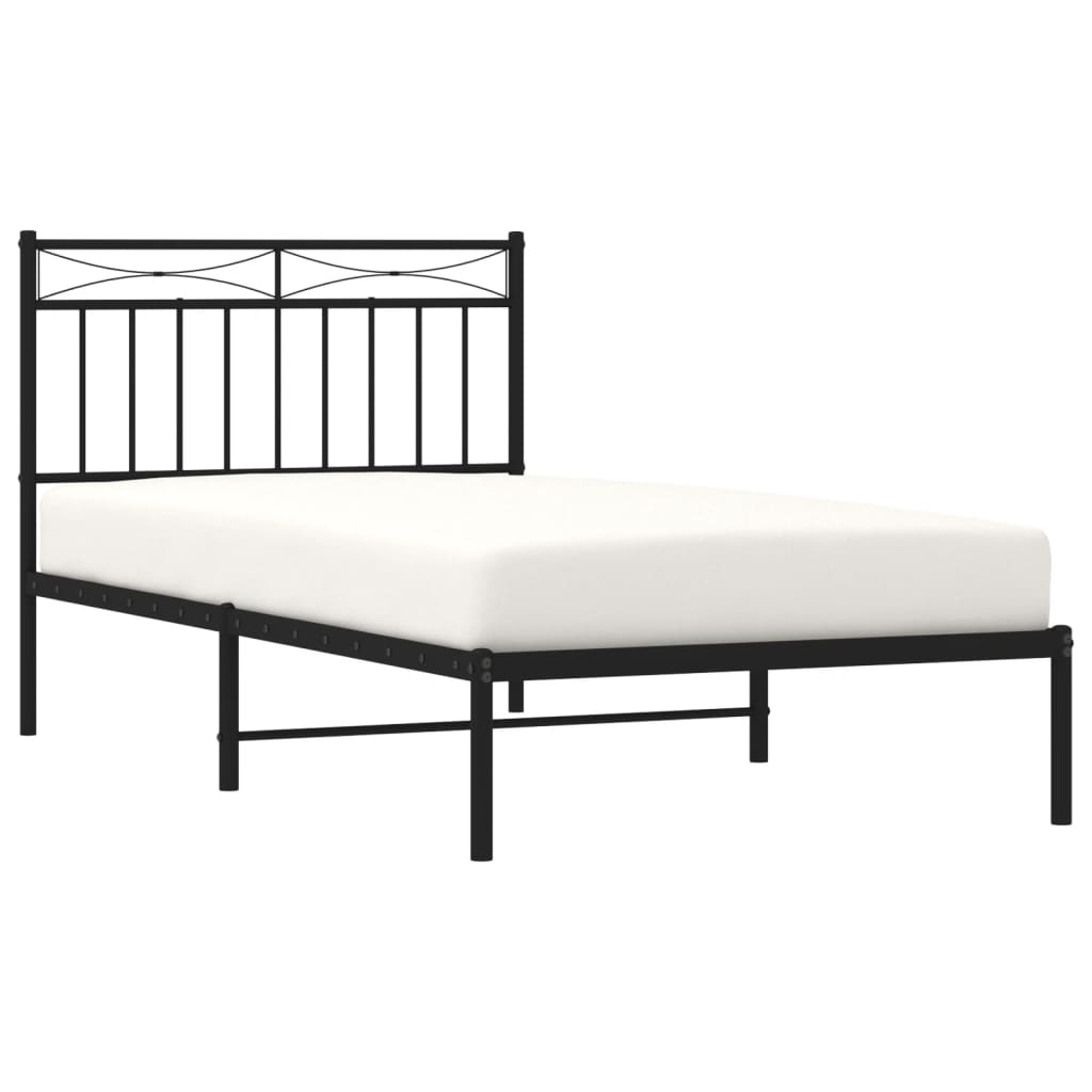 Estrutura de cama com cabeceira 100x190 cm metal preto