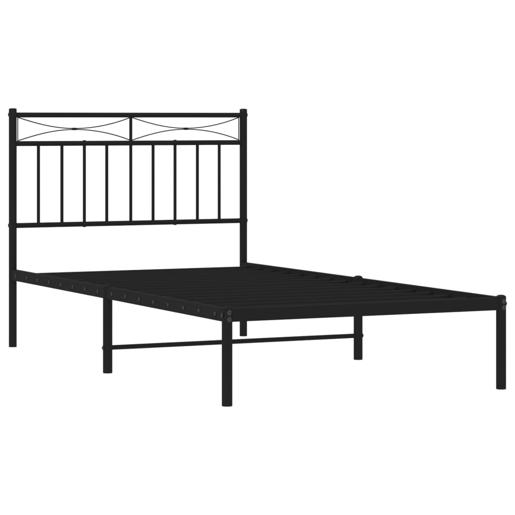 Estrutura de cama com cabeceira 100x190 cm metal preto