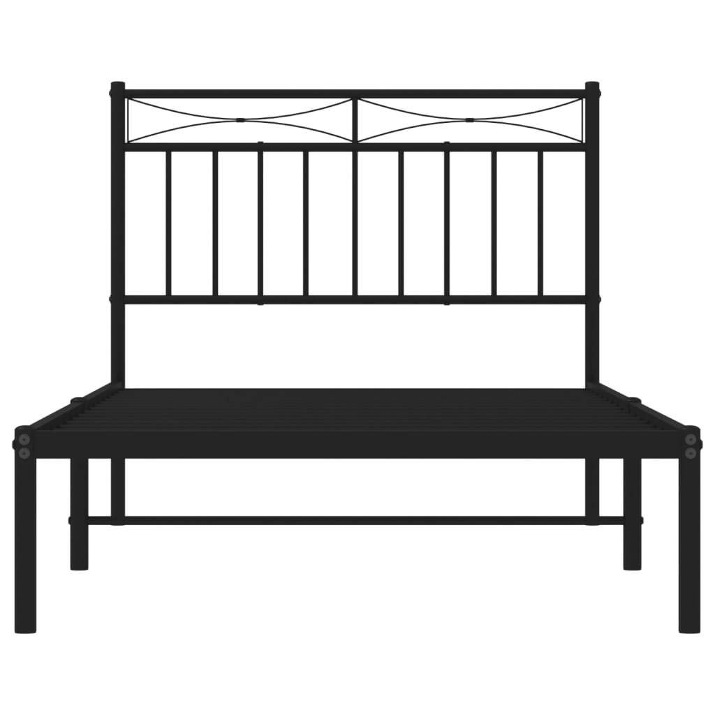 Estrutura de cama com cabeceira 100x190 cm metal preto