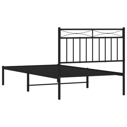 Estrutura de cama com cabeceira 100x190 cm metal preto