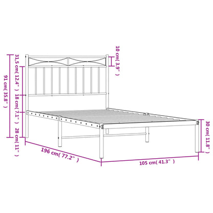 Estrutura de cama com cabeceira 100x190 cm metal preto