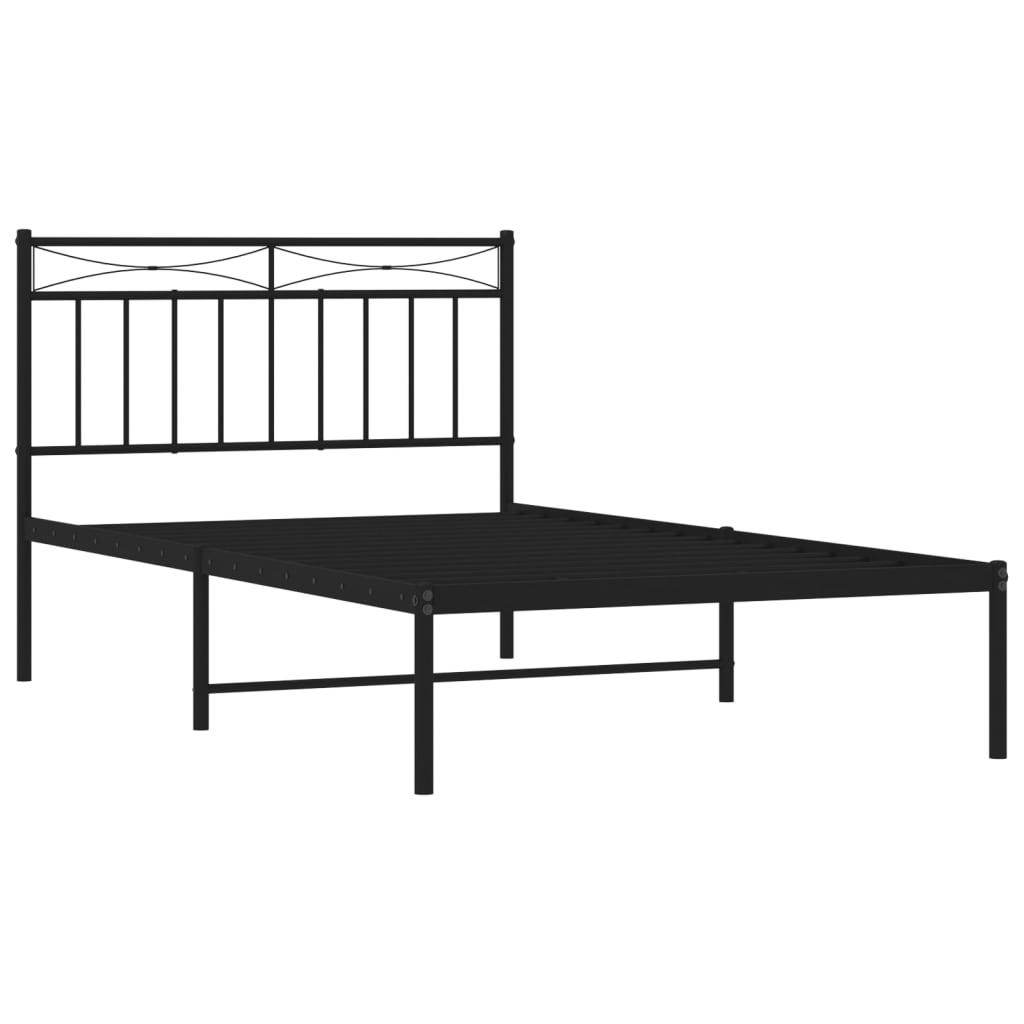 Estrutura de cama com cabeceira 107x203 cm metal preto