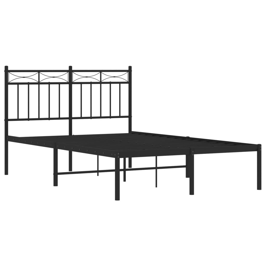 Estrutura de cama com cabeceira 120x190 cm metal preto