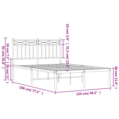 Estrutura de cama com cabeceira 120x190 cm metal preto