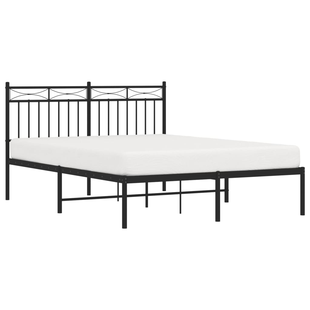 Estrutura de cama com cabeceira 135x190 cm metal preto