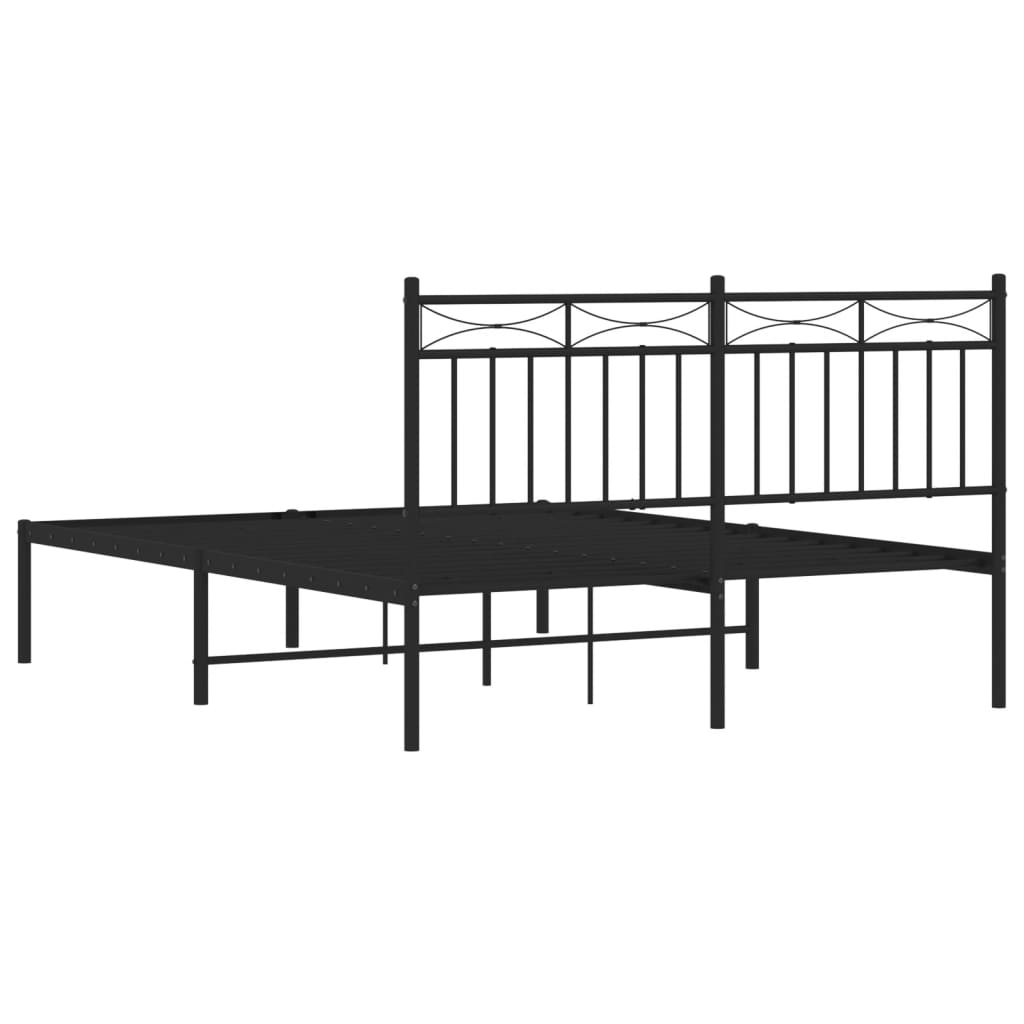 Estrutura de cama com cabeceira 135x190 cm metal preto