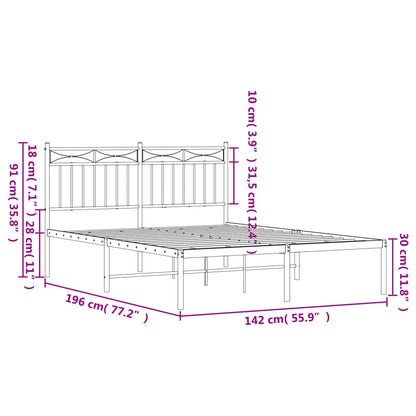 Estrutura de cama com cabeceira 135x190 cm metal preto