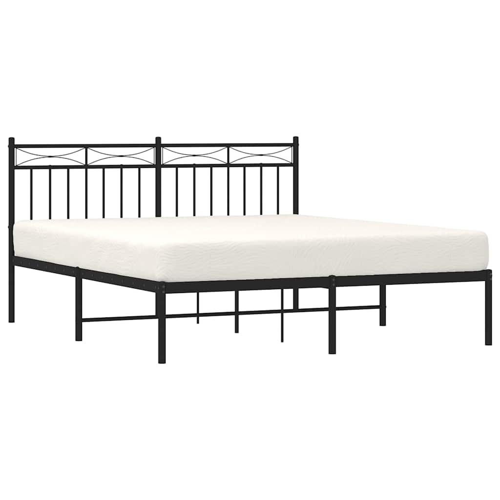 Estrutura de cama em metal com cabeceira 150x200 cm preto