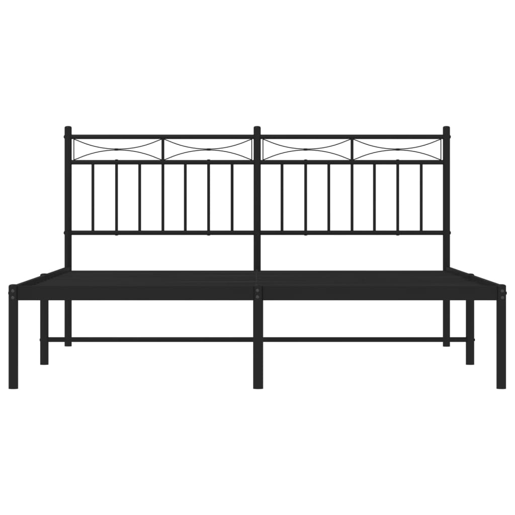 Estrutura de cama em metal com cabeceira 150x200 cm preto