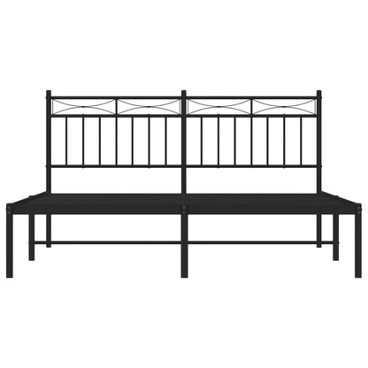 Estrutura de cama em metal com cabeceira 150x200 cm preto