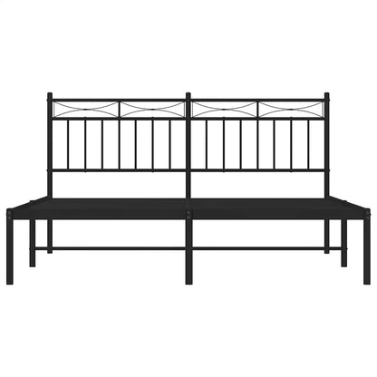 Estrutura de cama em metal com cabeceira 150x200 cm preto