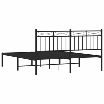 Estrutura de cama em metal com cabeceira 150x200 cm preto