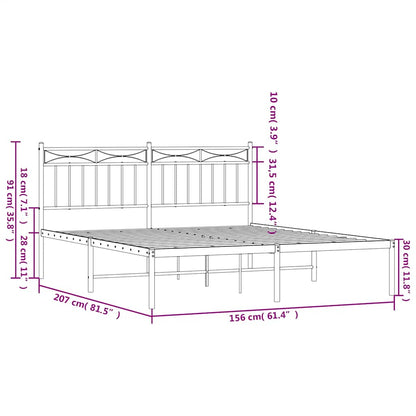 Estrutura de cama em metal com cabeceira 150x200 cm preto