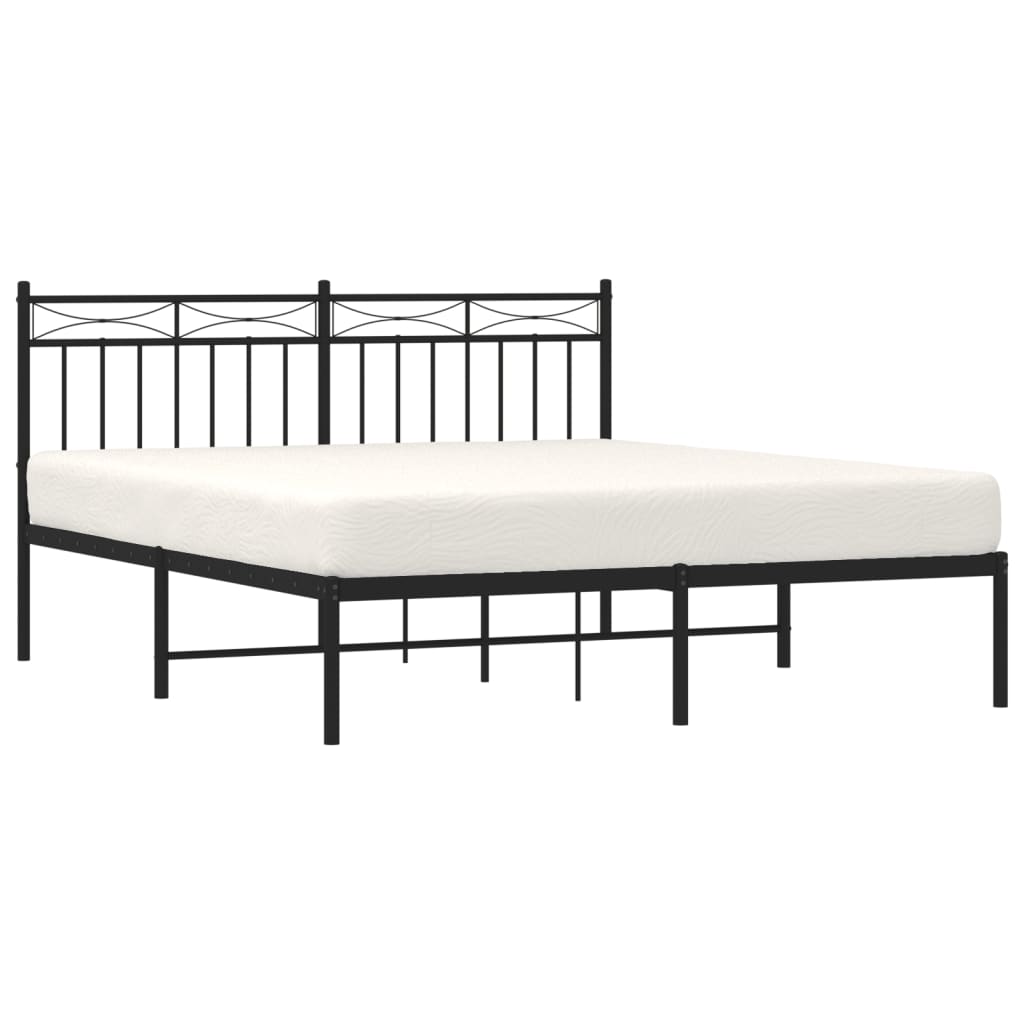 Estrutura de cama com cabeceira 160x200 cm metal preto