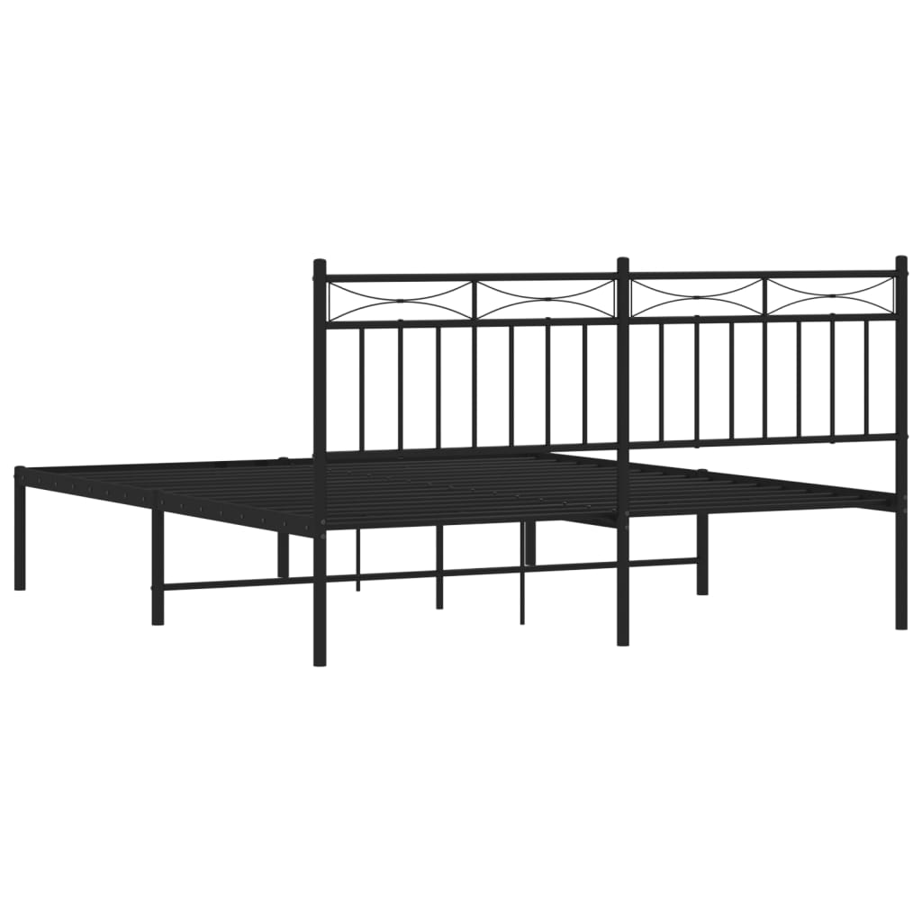 Estrutura de cama com cabeceira 160x200 cm metal preto